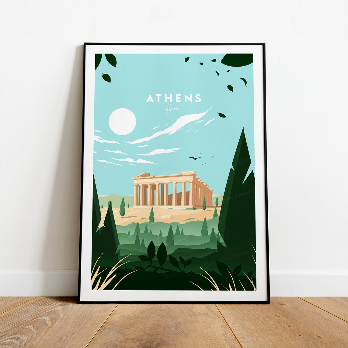 Athens Greece Parthenon on the Acropolis Vintage Travel Poster - Image 2