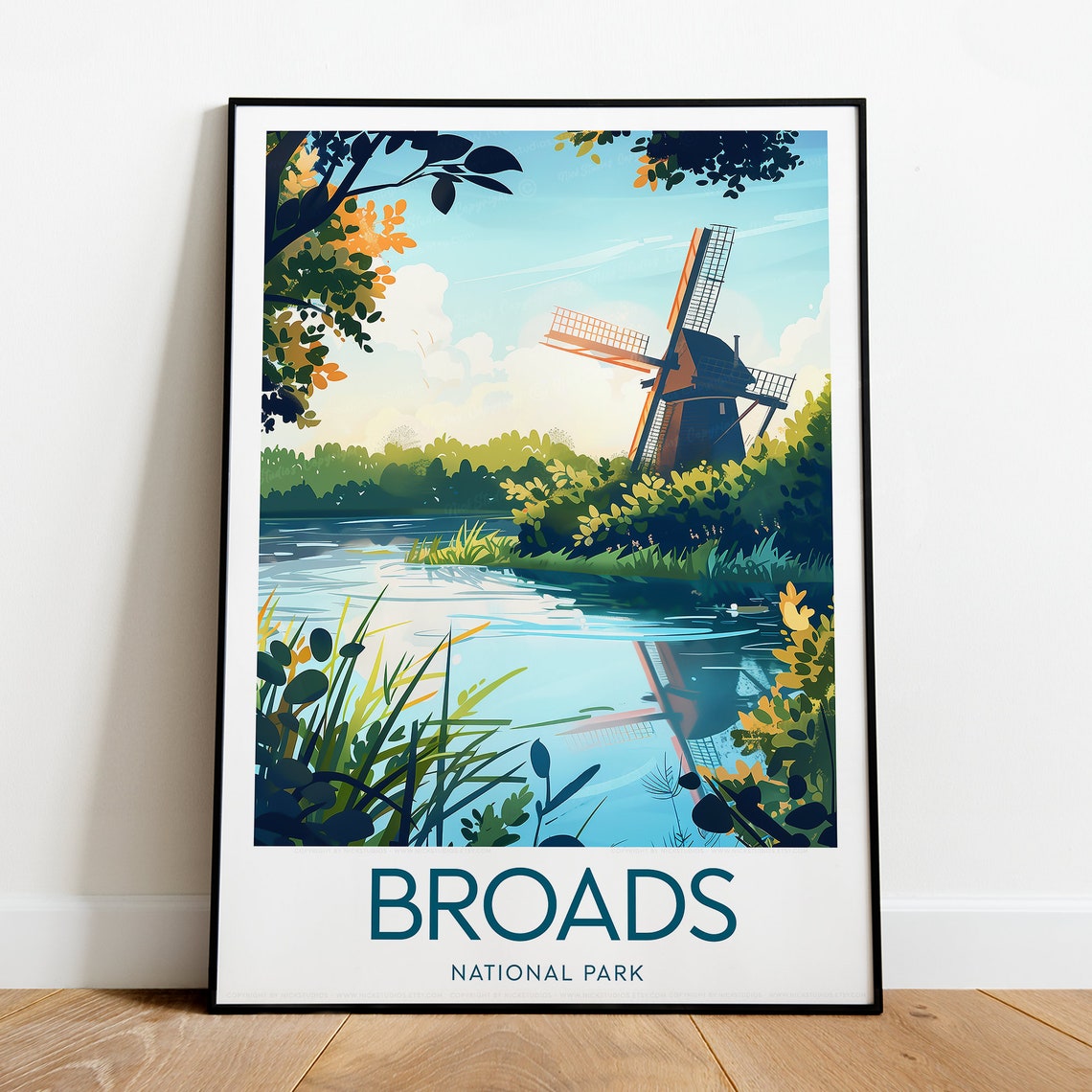Broads National Park Windmill River Norfolk England Travel Poster - Image 2