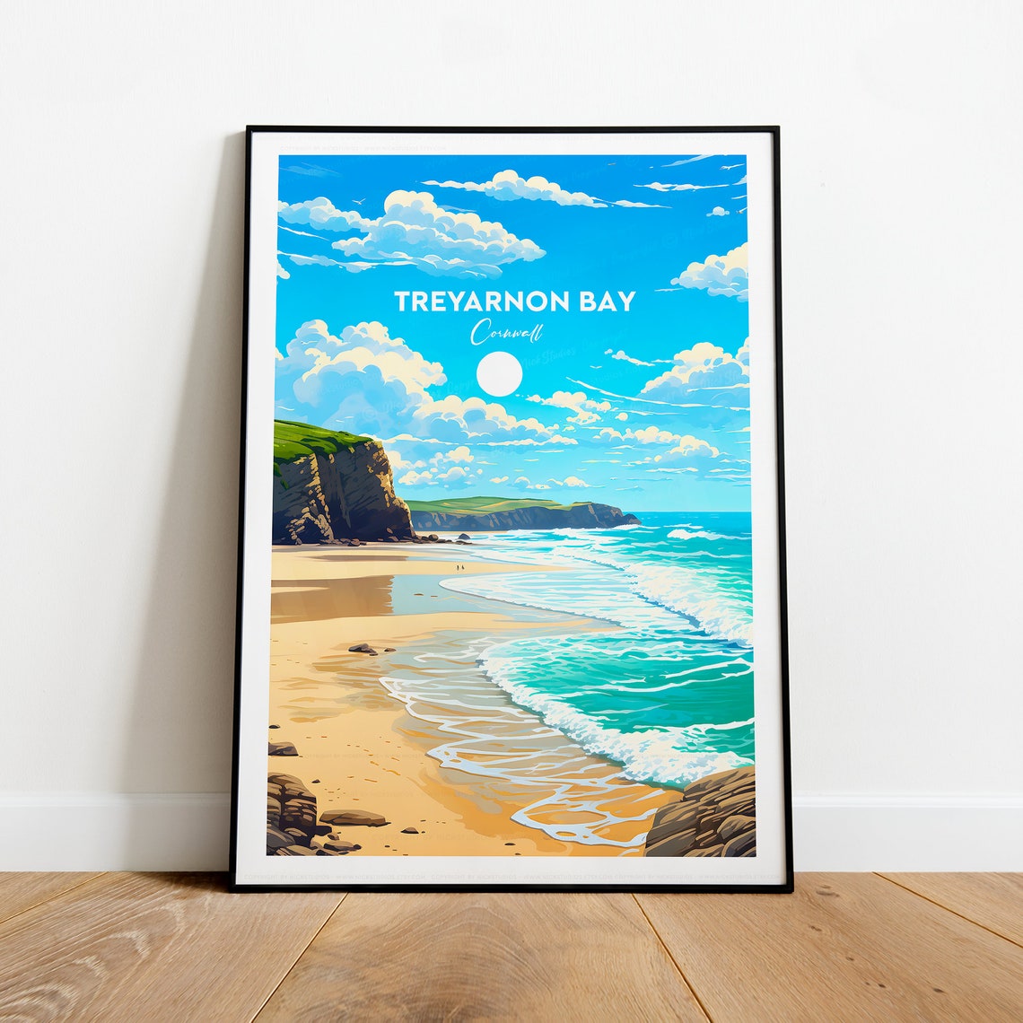 Treyarnon Bay Cornwall Golden Sands and Turquoise Surf Poster - Image 2