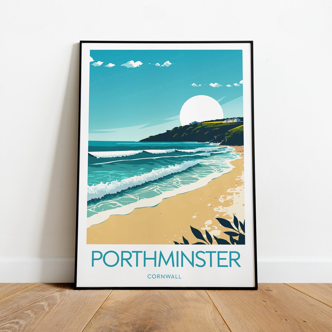 Porthminster Cornwall St Ives Golden Surf Beach Travel Poster