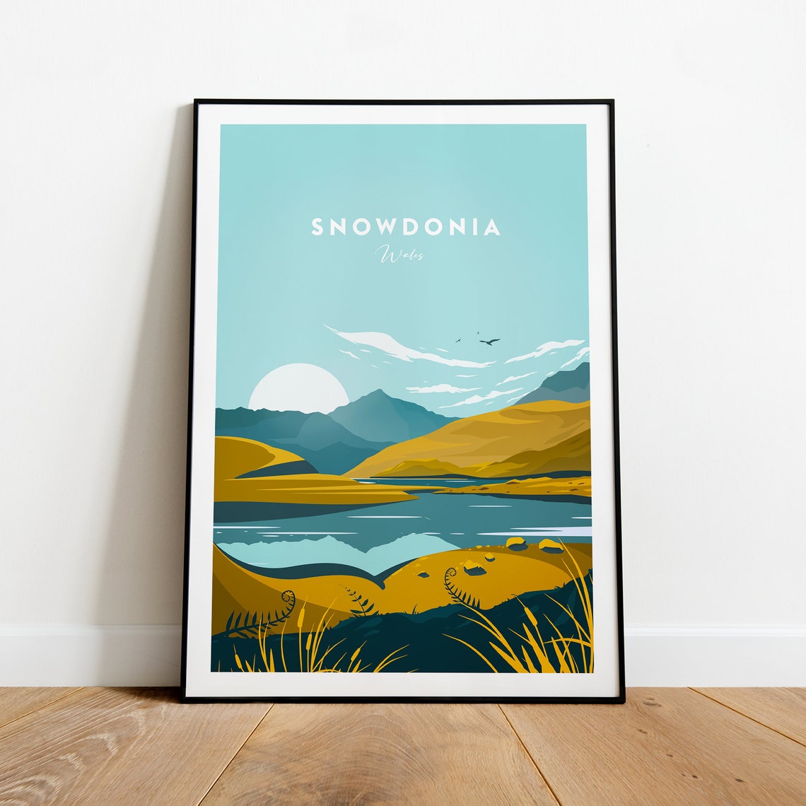 Snowdonia Wales Eryri Mountain Lake Golden Sunset Peaks Poster