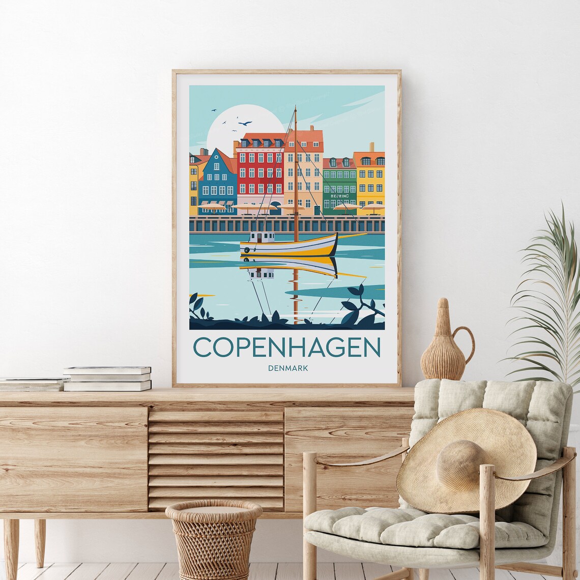 Copenhagen Nyhavn Harbor Colorful Houses Sailboat Denmark Poster - Image 2