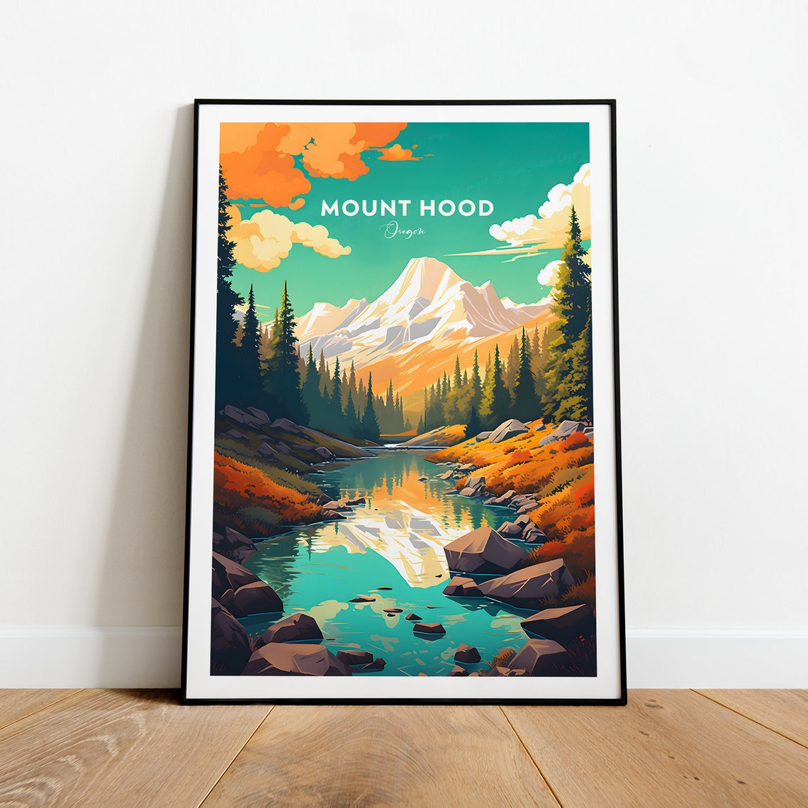 Mount Hood Oregon Snow Peak Reflected in a Mountain Lake Poster