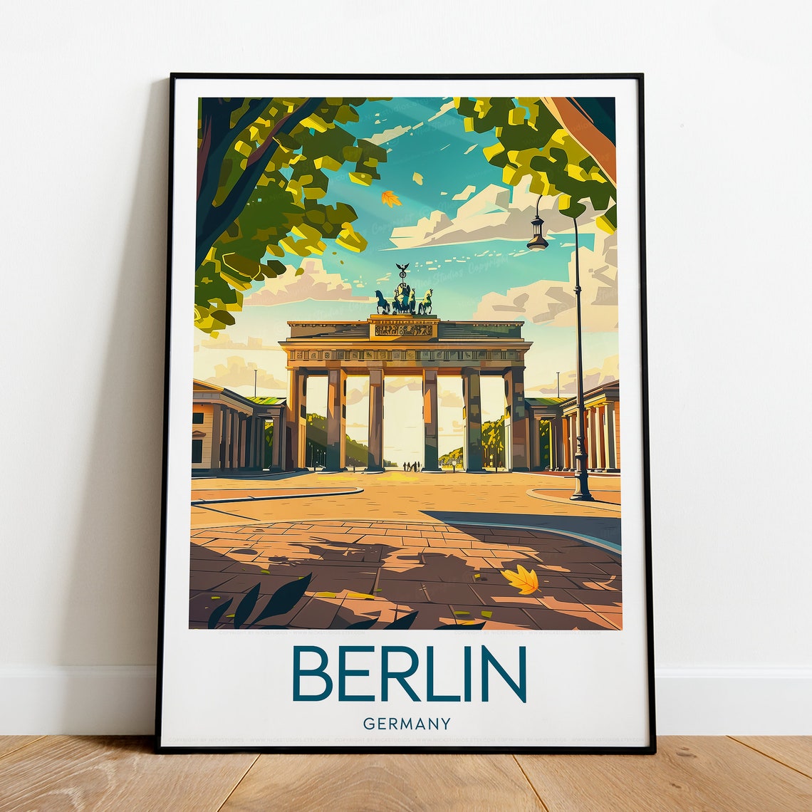Berlin Brandenburg Gate Golden Autumn Afternoon Travel Poster