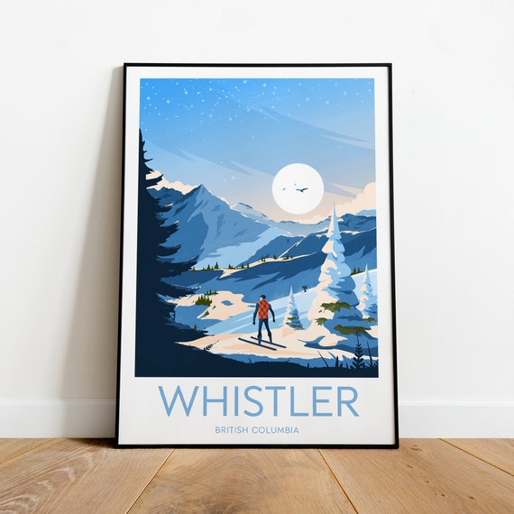 Whistler Ski Print British Columbia Whistler Poster Ski Poster Ski Resort Print Whistler Ski Wedding Gift Birthday