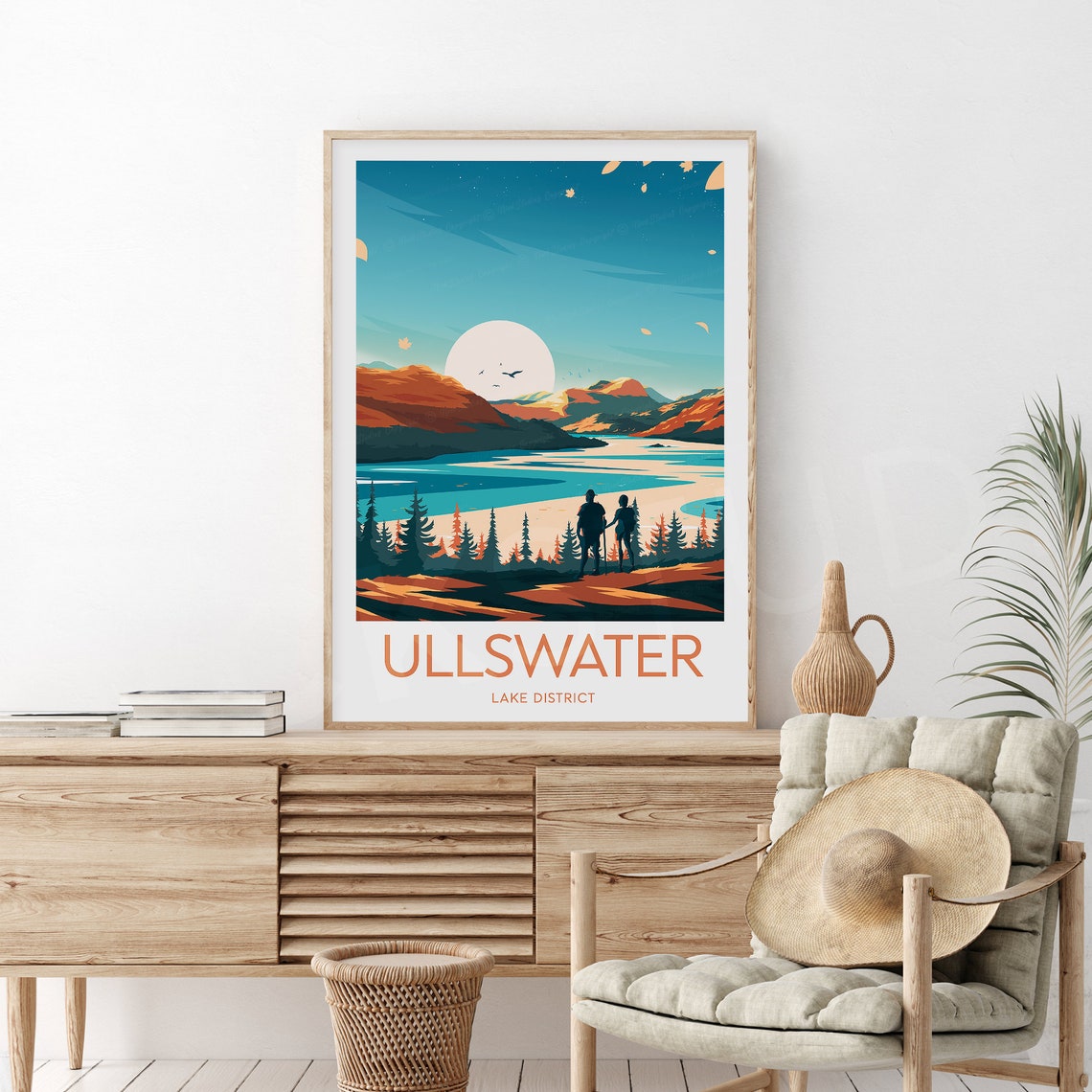 Ullswater Lake District Sunset Lake Hikers View Travel Poster - Image 2