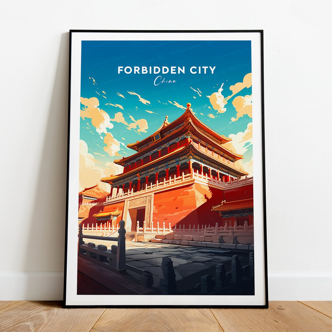 Forbidden City China Grand Red Palace Gate in Daylight Poster - Image 2