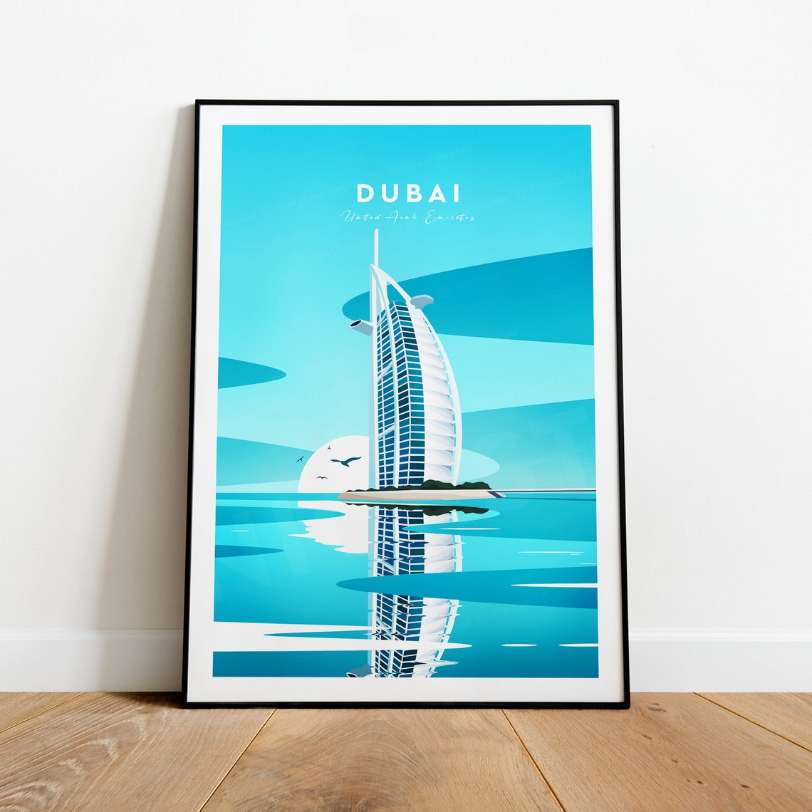 Dubai Burj Al Arab Sail-Shaped Hotel Turquoise Sea Travel Poster - Image 2