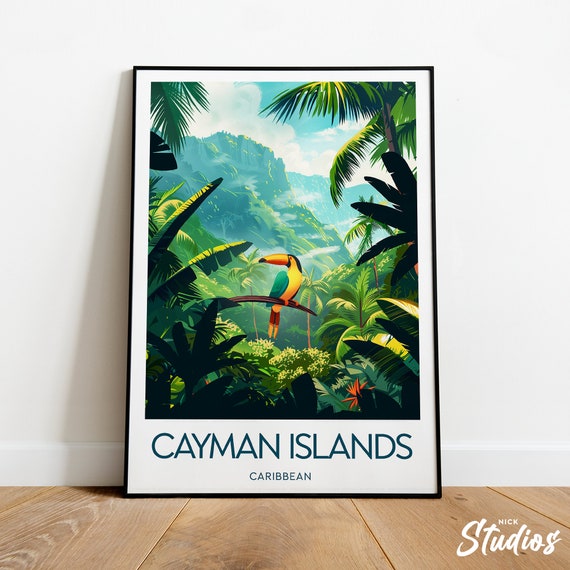 Cayman Islands Travel Print Caribbean Cayman Islands Poster Cayman Islands Poster Cayman Islands Wall Art Wedding Gift