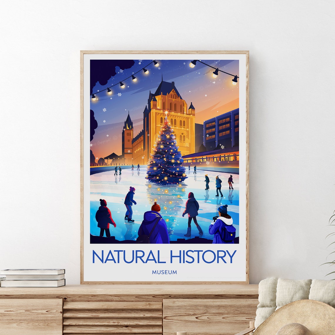 Natural History Museum London Ice Rink Christmas Skate Poster