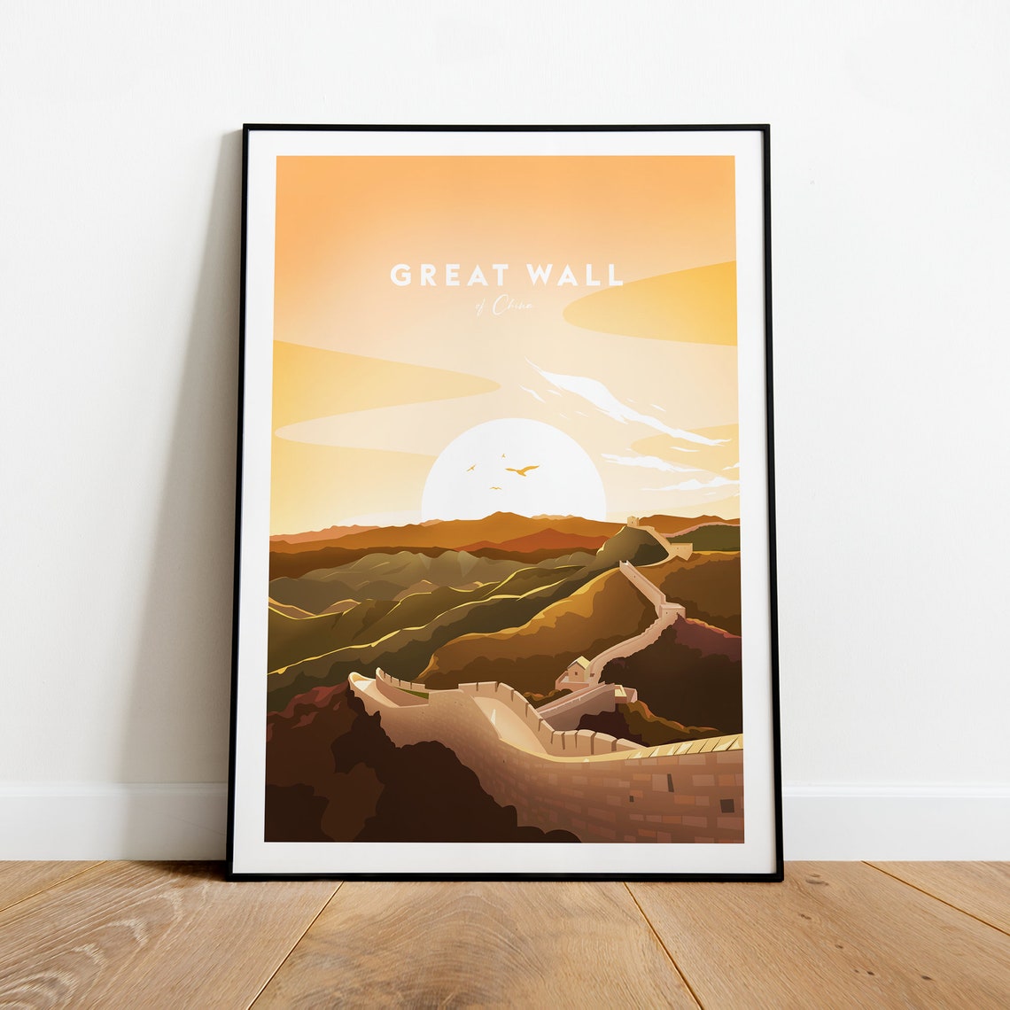 Great Wall of China Sunset Mountain Landscape Travel Art Poster - Image 2