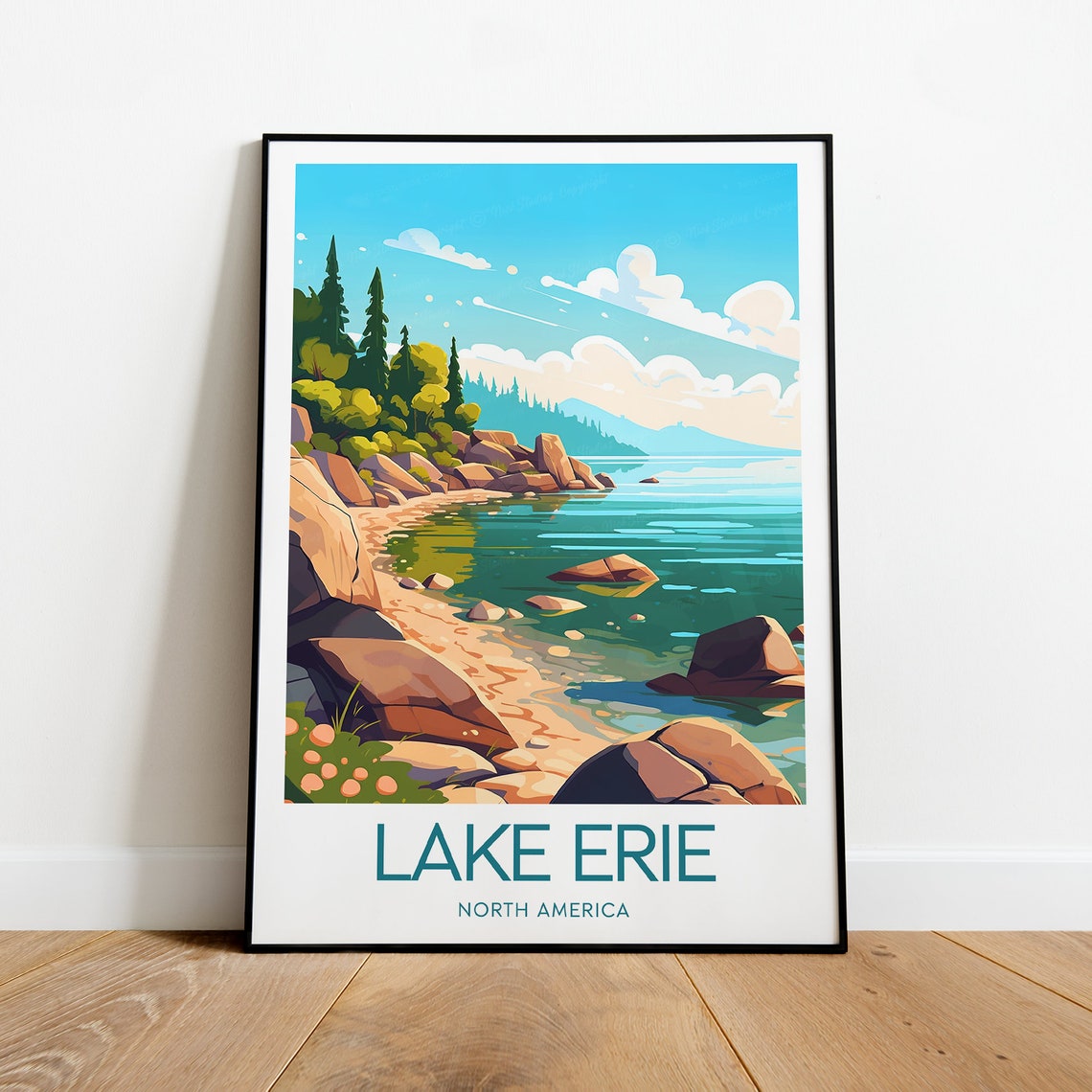 Lake Erie Travel Print North America Lake Erie Poster Lake Erie Print Wedding Gift Birthday