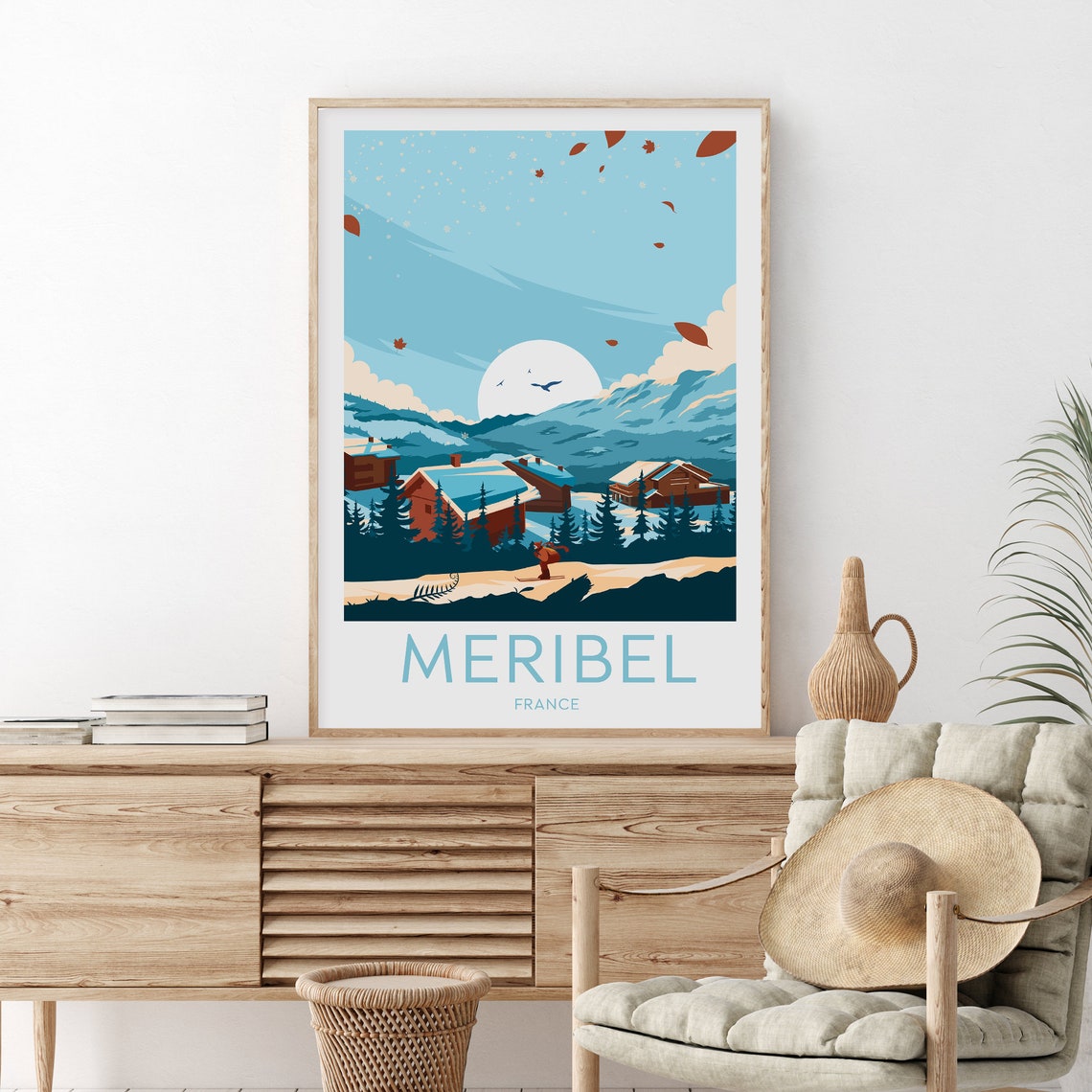 Meribel France Alpine Ski Resort Village Snowy Peaks Travel Poster - Image 2