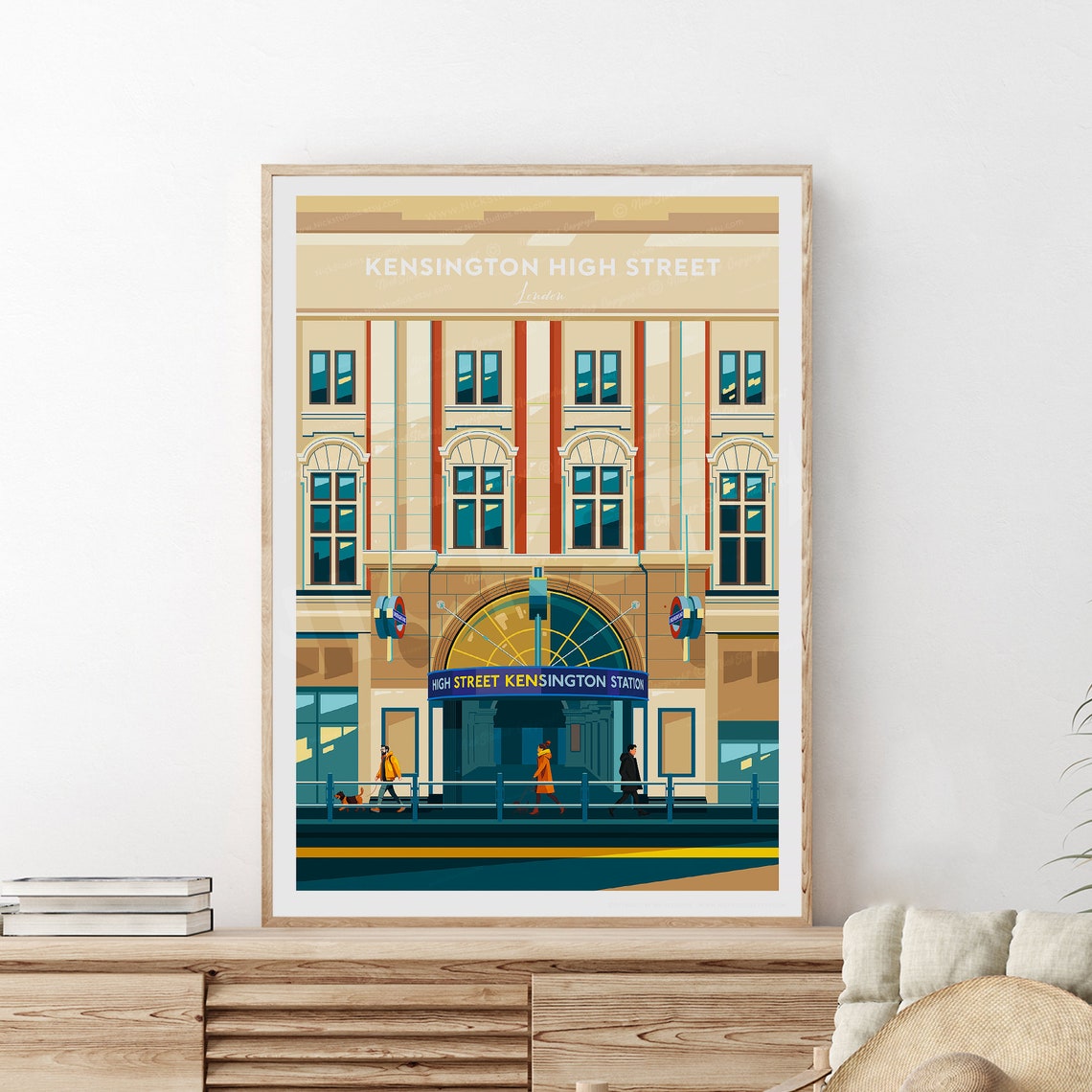 Kensington High Street Traditional Travel Print London Kensington Poster Kensington Print Kensington Palace Poster Wedding Gift