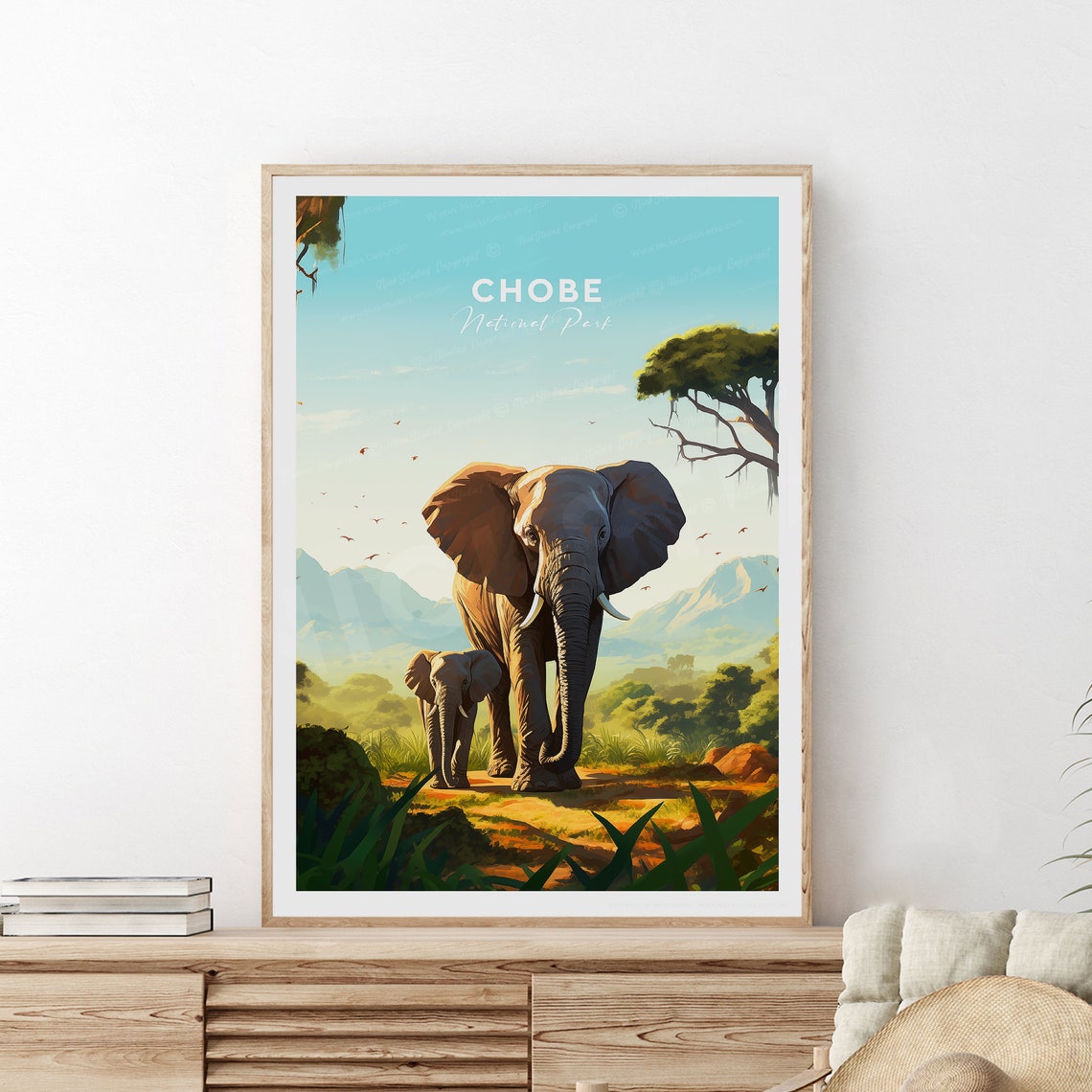 Chobe National Park Botswana Elephant Safari Wildlife Travel Poster - Image 2