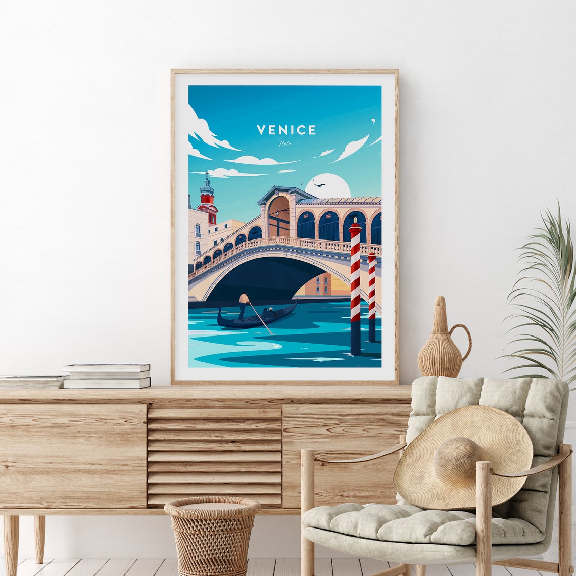 Venice Italy Grand Canal Rialto Bridge Gondola Travel Poster - Image 2