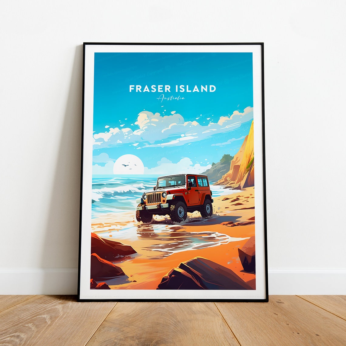 Fraser Island Australia Beach Four Wheel Drive Adventure Travel Poster