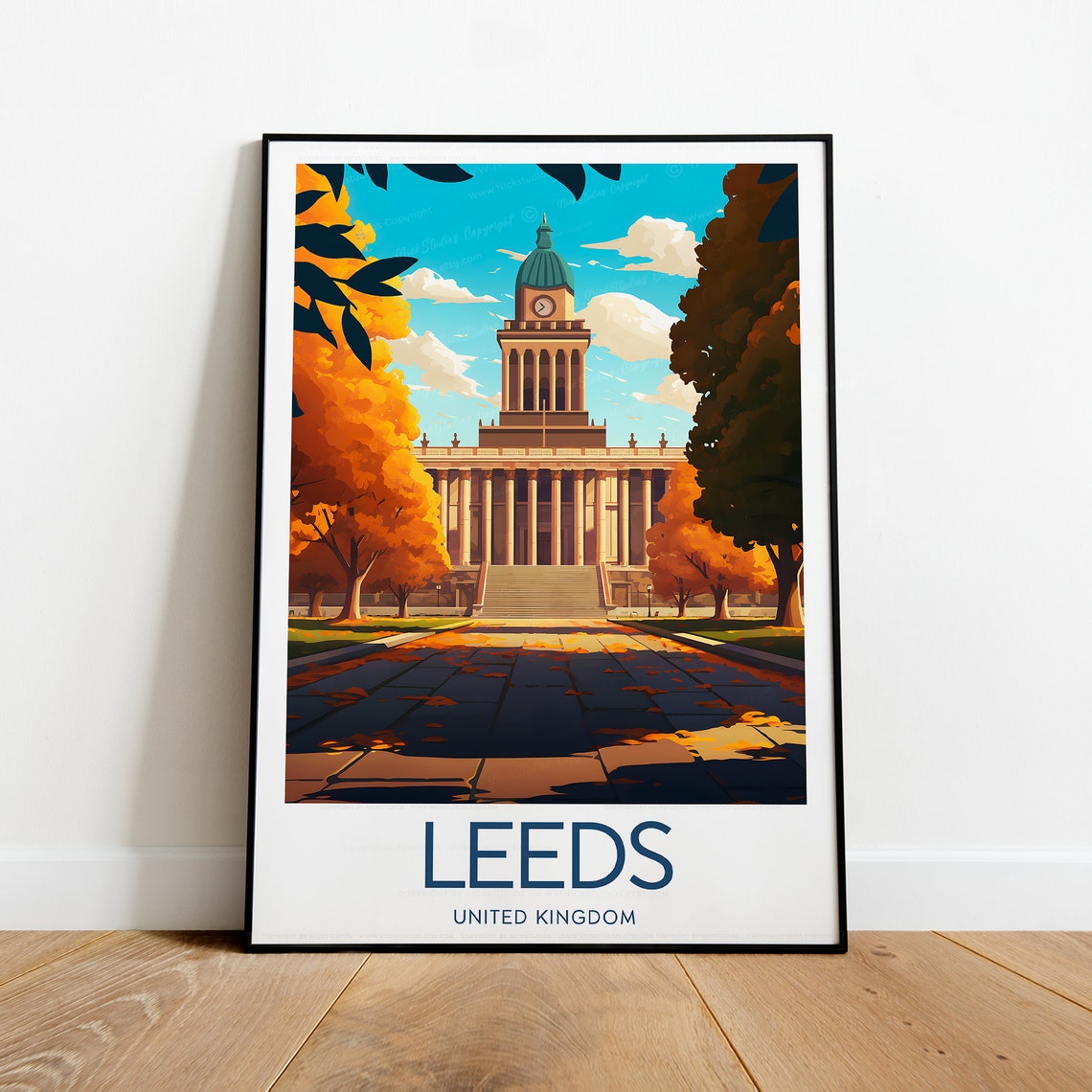 Leeds United Kingdom Town Hall in Glowing Autumn Colours Poster