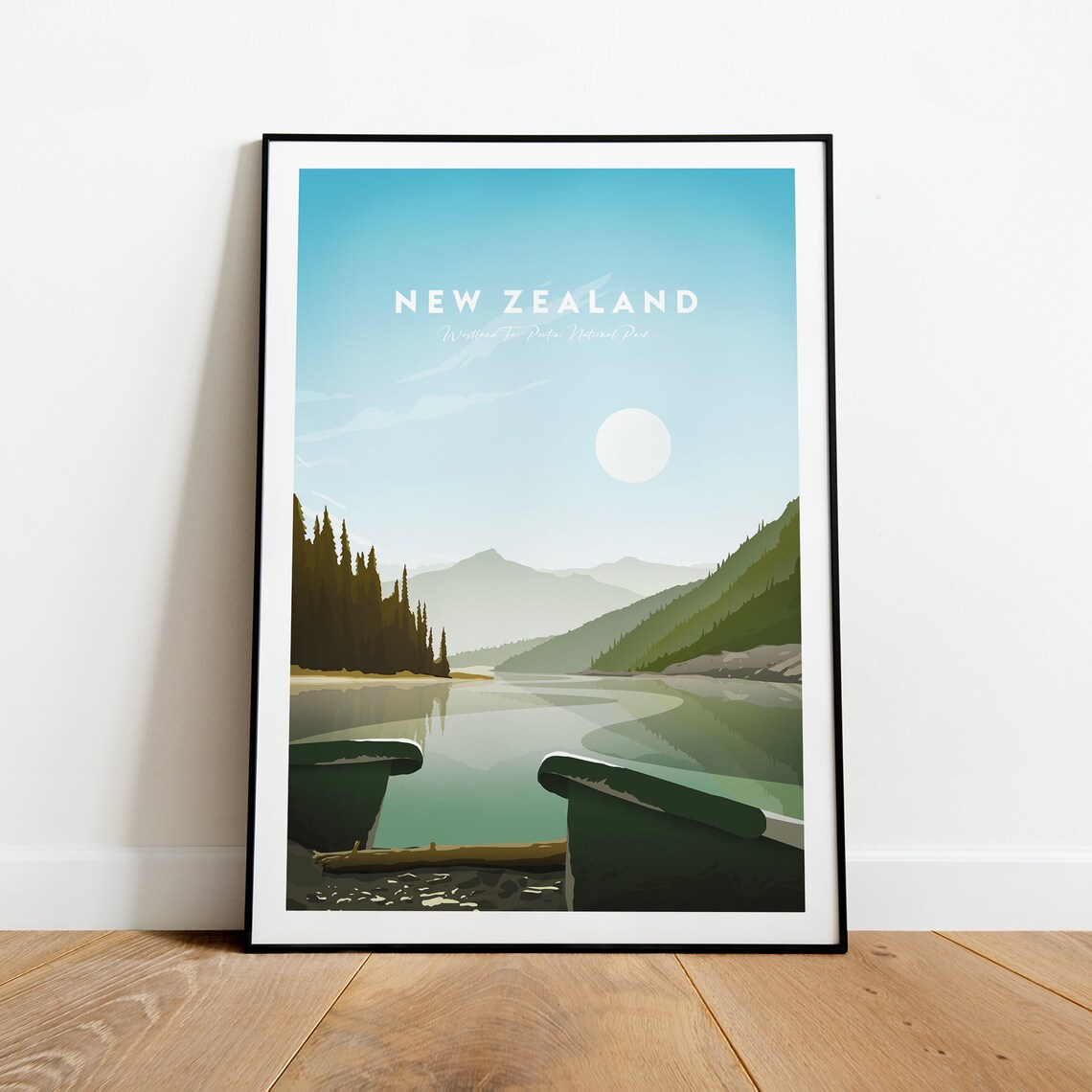 New Zealand Westland Tai Poutini National Park Lake Travel Poster