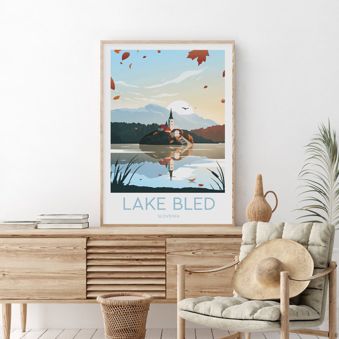 Lake Bled Slovenia Island Church Autumn Reflections Travel Poster - Image 2