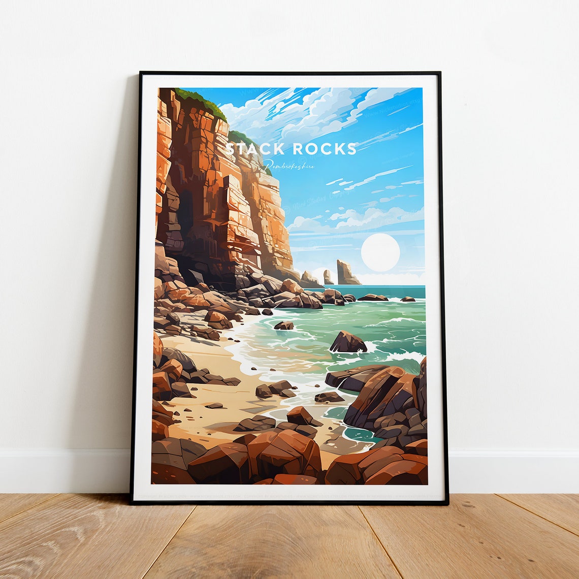 Stack Rocks Pembrokeshire Rocky Coastline Cliffs Travel Poster - Image 2