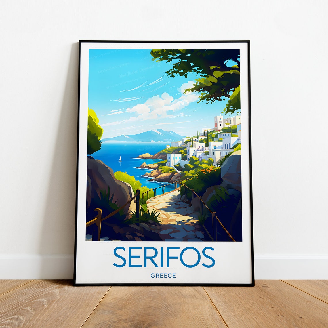 Serifos Greece Island Coast White Village Path Travel Poster - Image 2