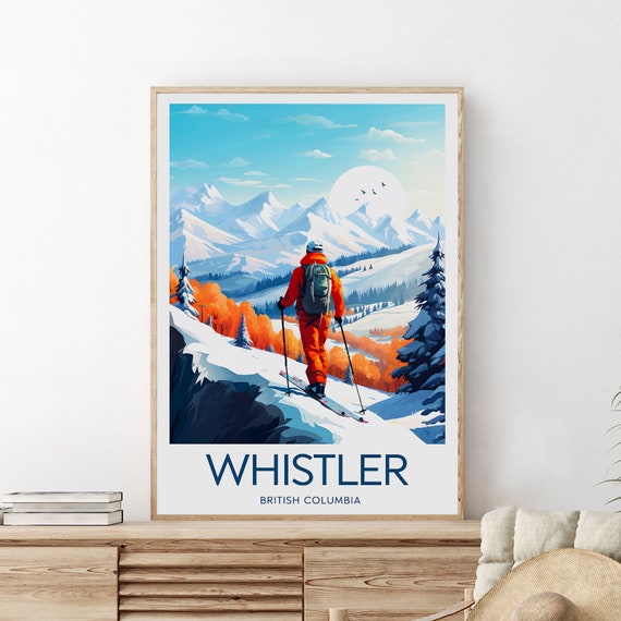 Whistler Ski Print British Columbia Whistler Poster Ski Poster Ski Resort Print Whistler Ski Wedding Gift Birthday