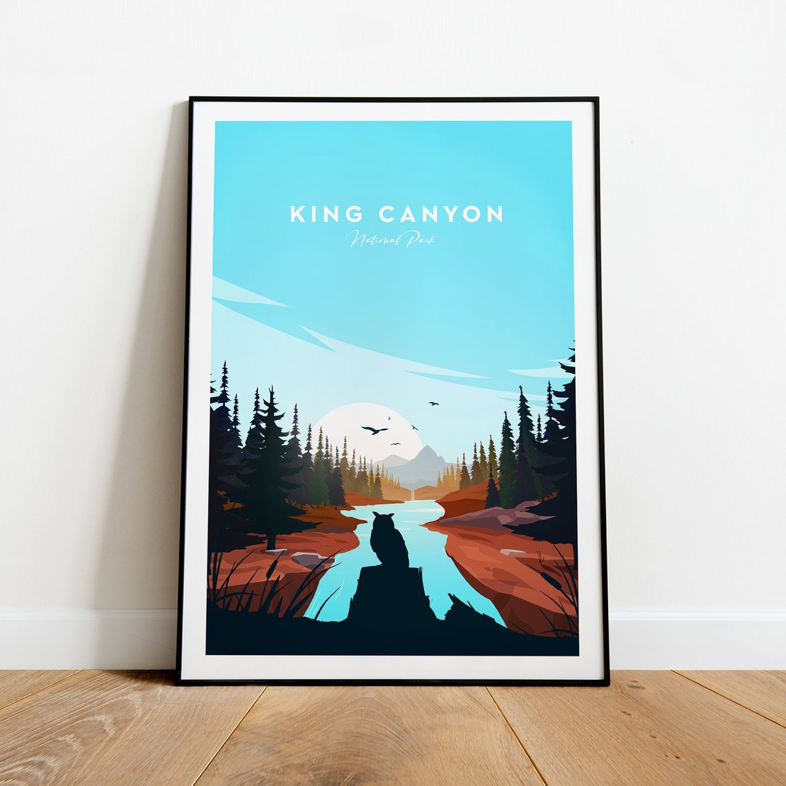 King Canyon National Park Owl by River at Dawn Travel Poster