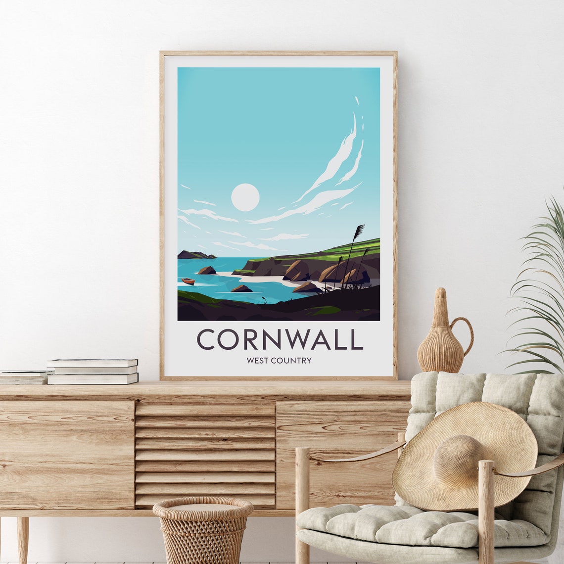 Cornwall West Country Coastal Cliffs Seaside Scenery Travel Poster