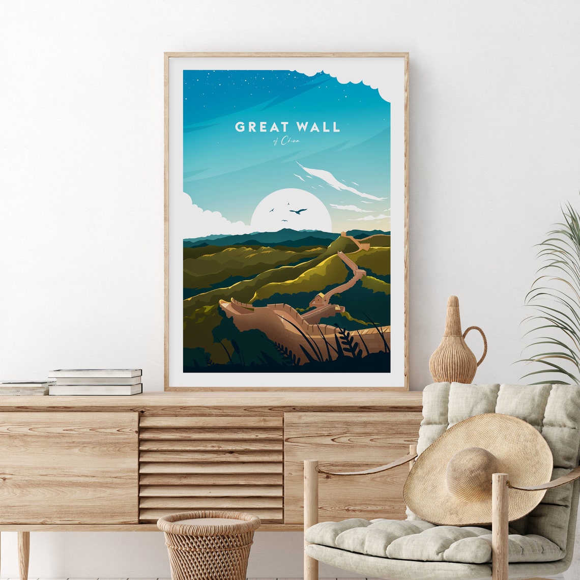 Great Wall of China Mountain Landscape Sunrise Travel Poster - Image 2