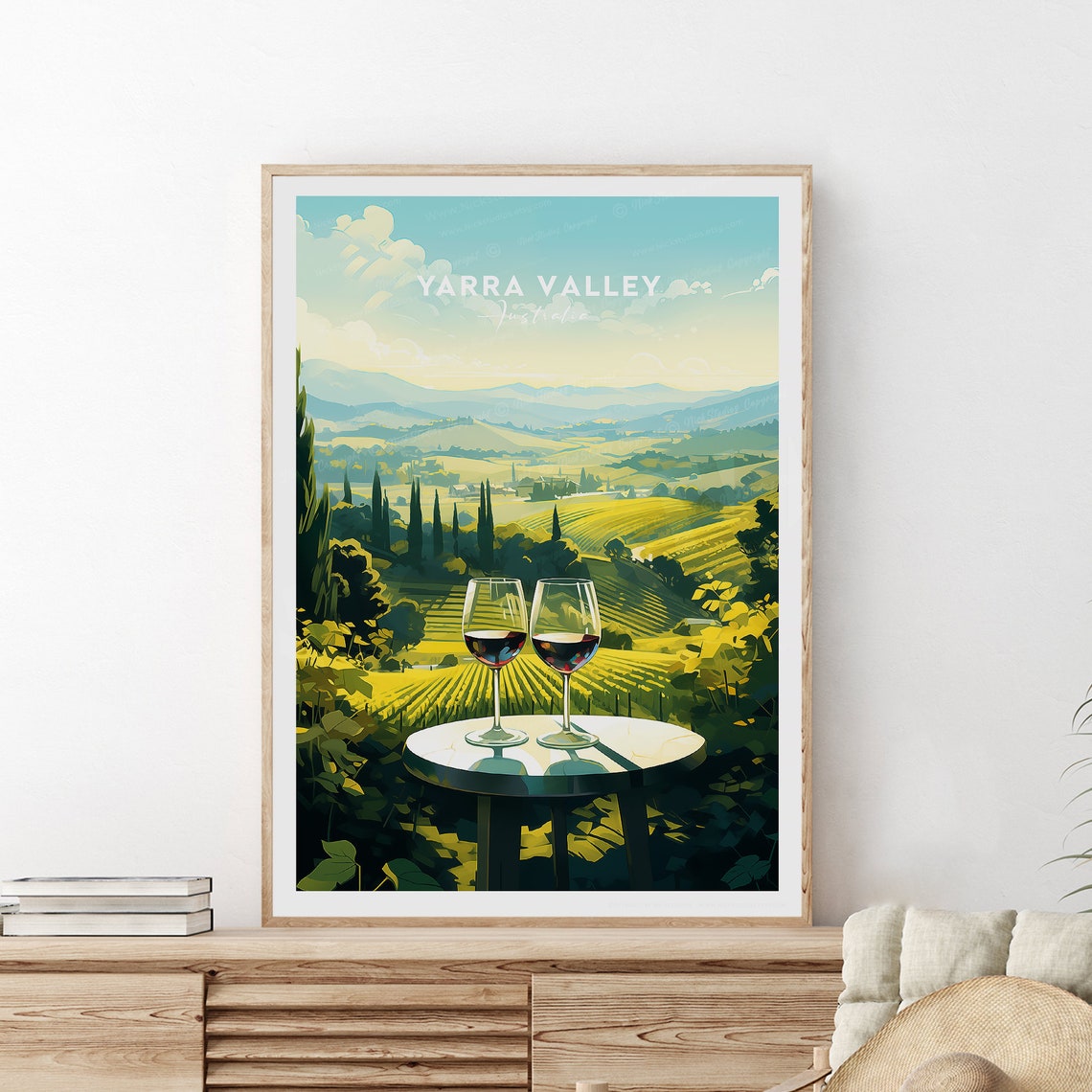 Yarra Valley Australia Vineyard Wine Glasses Golden Vista Poster