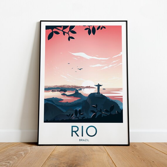 Rio de Janeiro Brazil Christ the Redeemer at Sunset Travel Poster