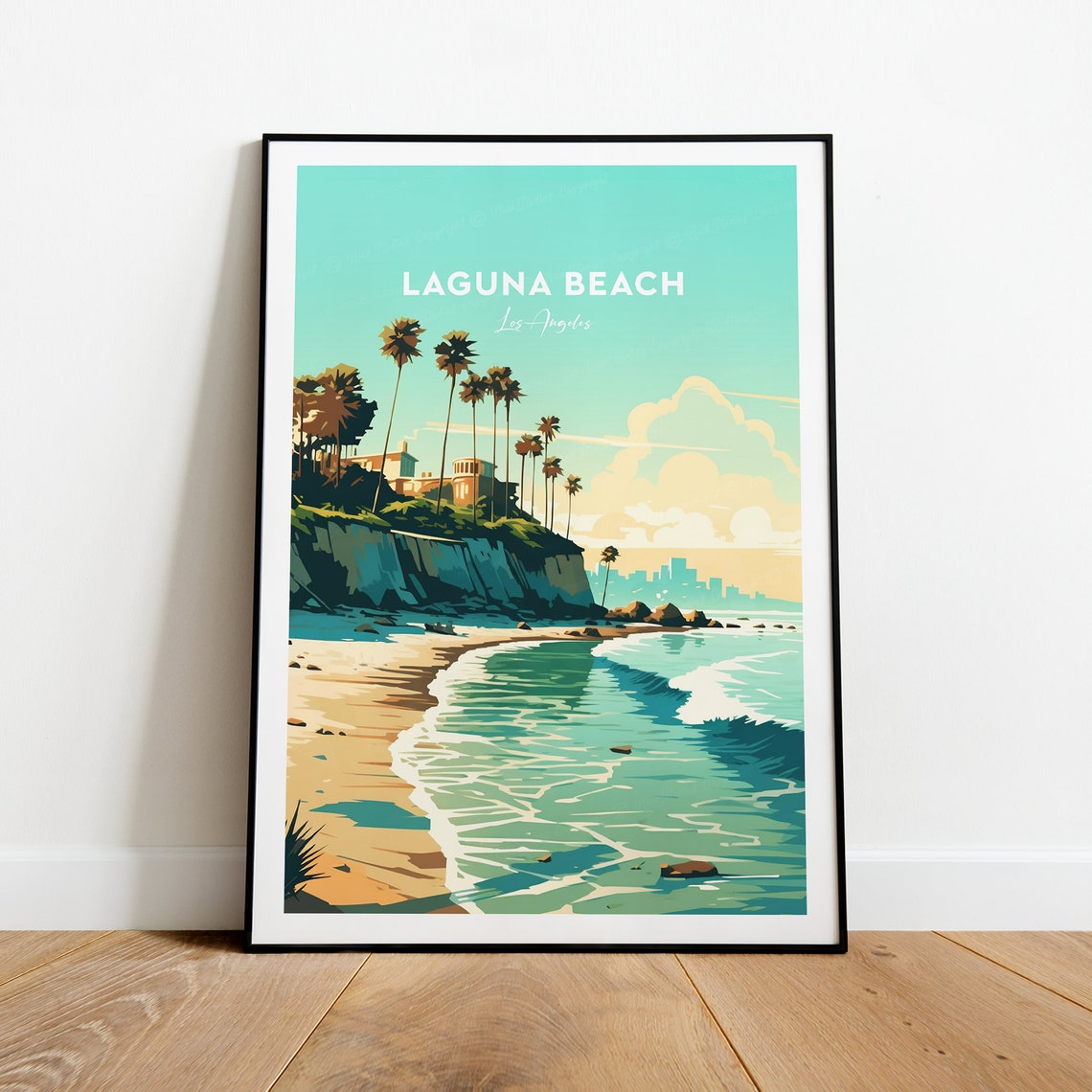 Laguna Beach Los Angeles Travel Retro California Coast Art Poster
