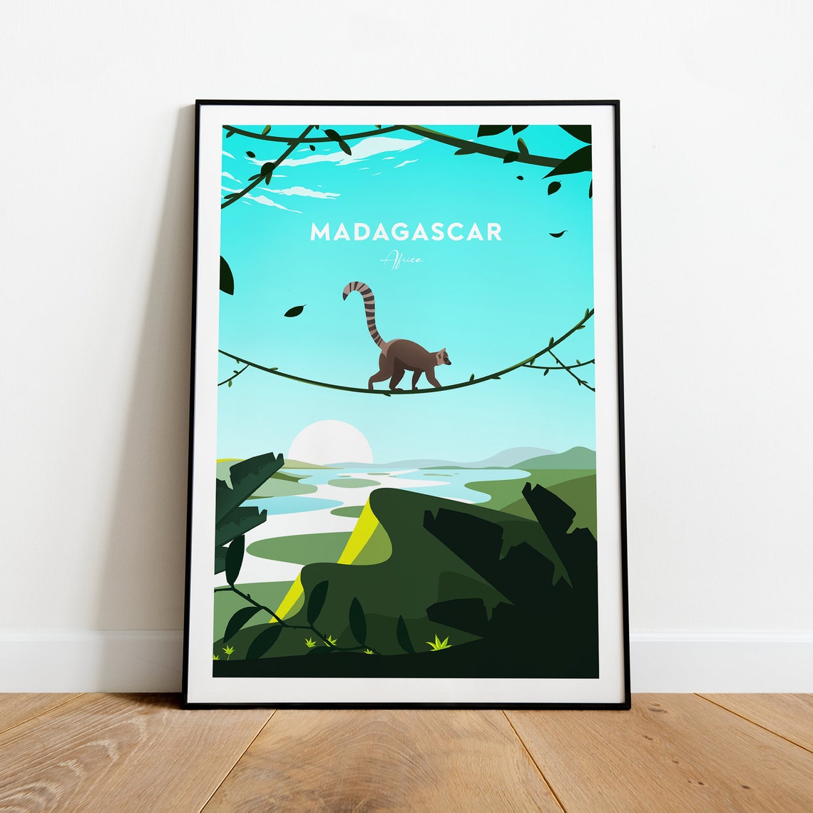 Madagascar Africa Lemur In Jungle Canopy Exotic Travel Poster - Image 2