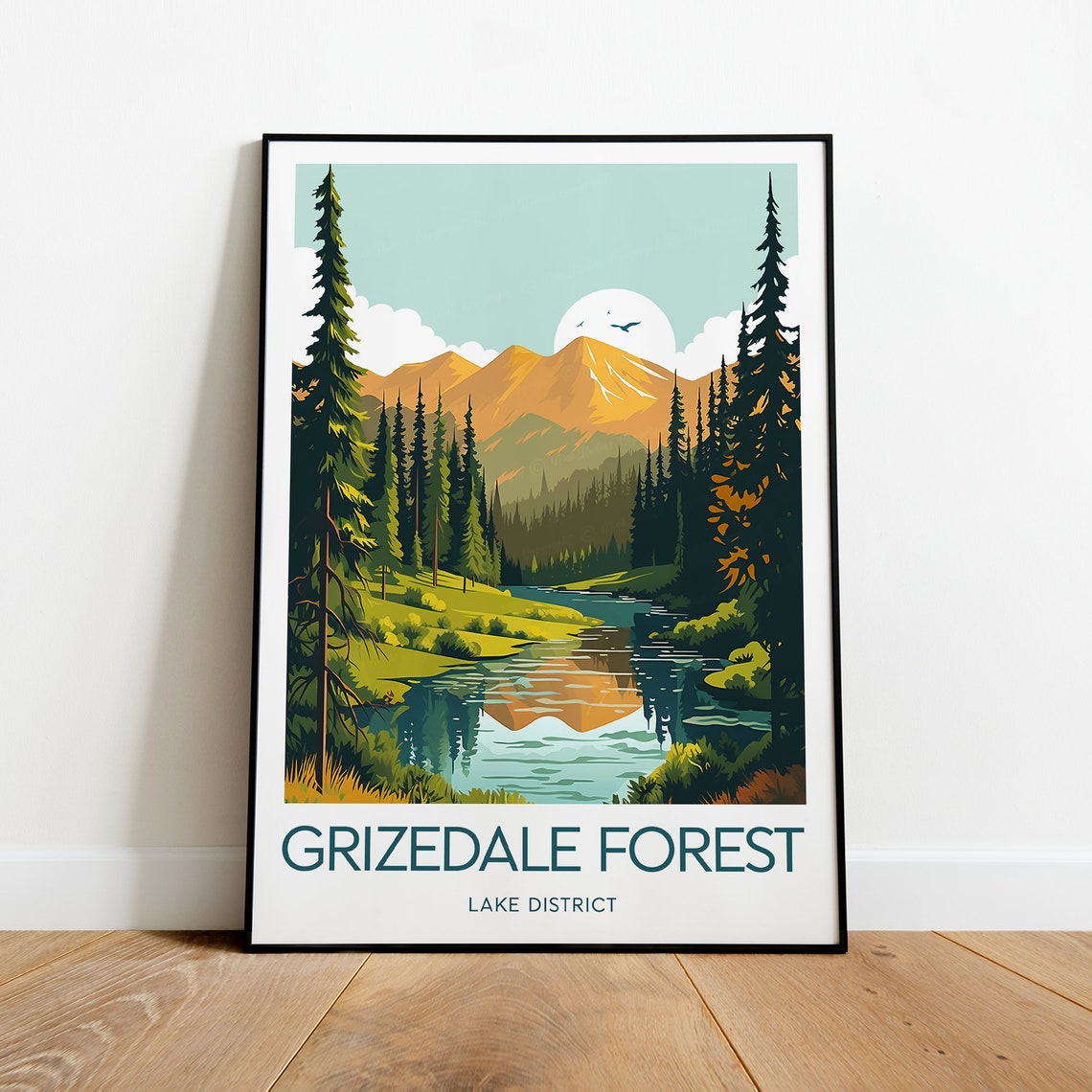 Grizedale Forest Lake District Sunset Mountain Lake View Poster