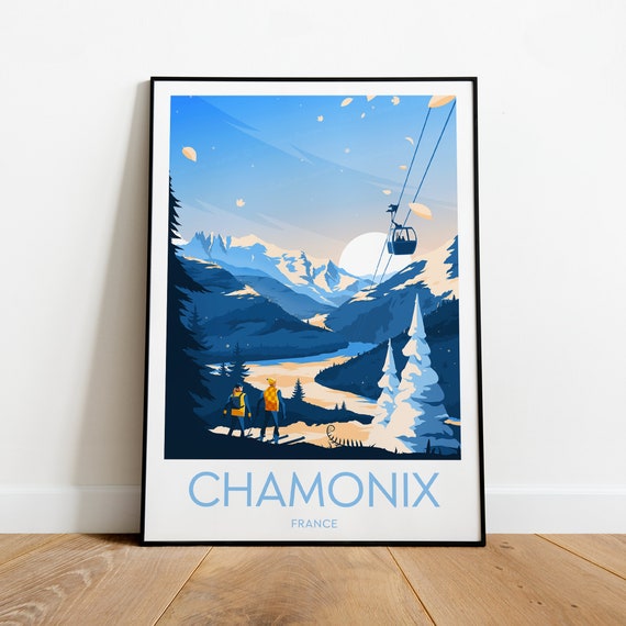 Chamonix Ski Print France Chamonix Poster Ski Poster Ski Resort Print Chamonix Ski Wedding Gift Birthday