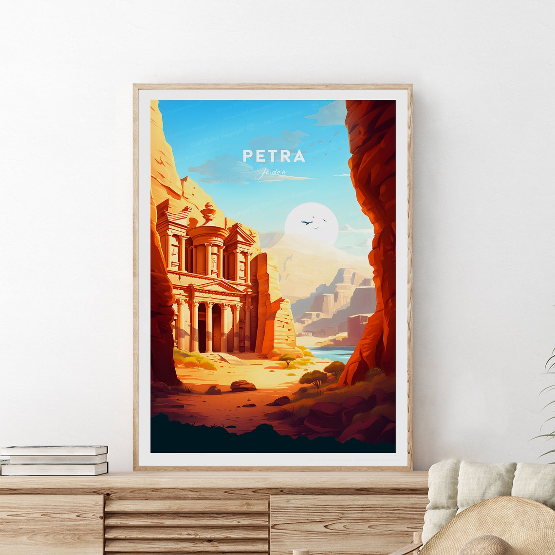 Petra Jordan Treasury Canyon Golden Sunset Ancient Travel Poster