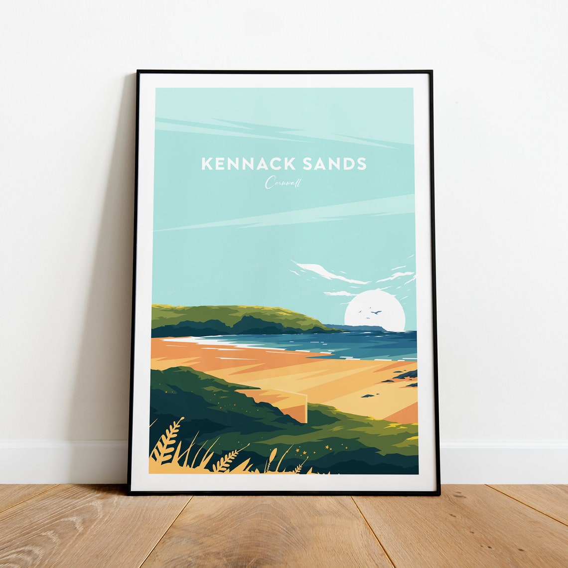 Kennack Sands Cornwall Golden Beach Bay Coastal Sunset Travel Poster - Image 2