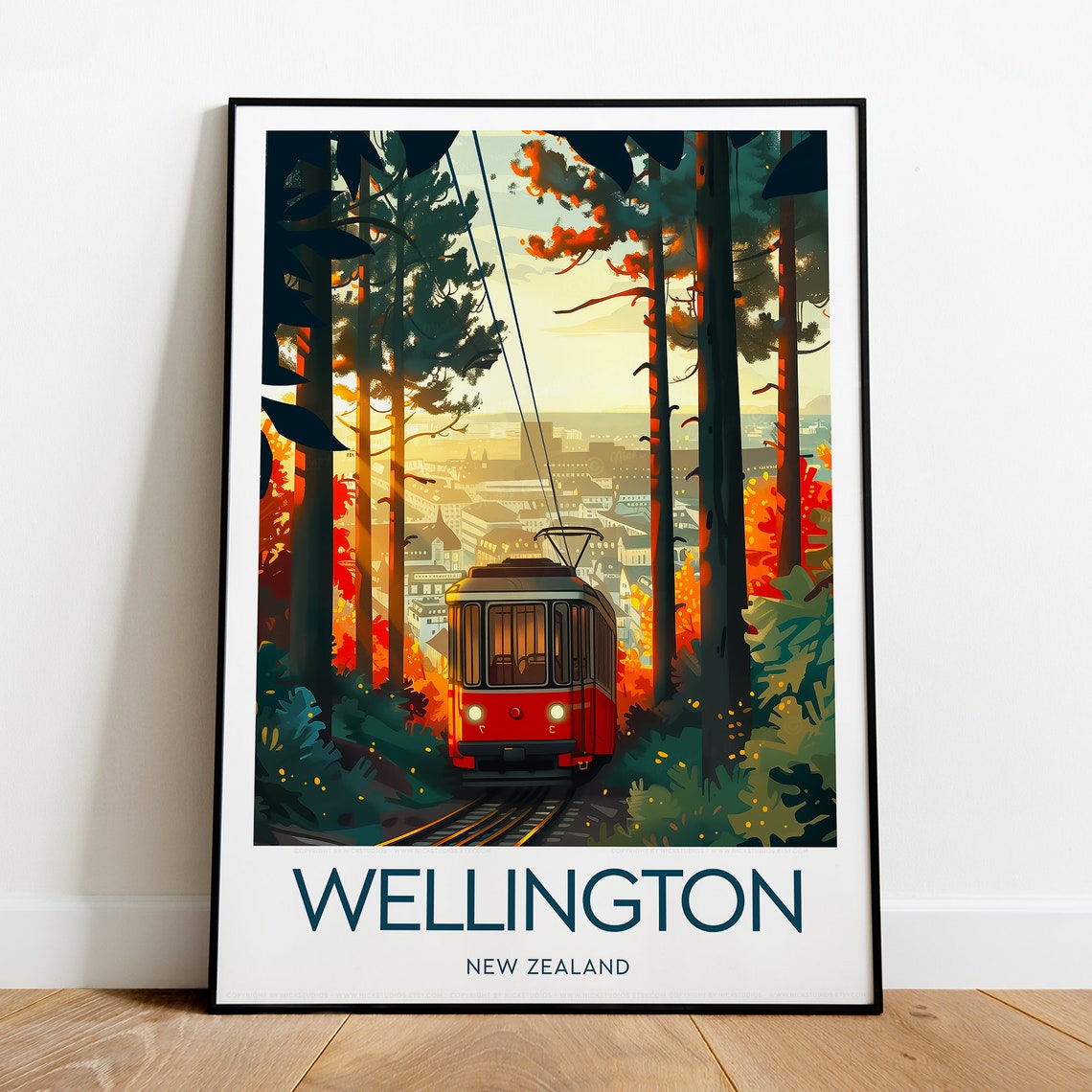 Wellington Travel Print New Zealand Wellington Poster New Zealand Print Wedding Gift Birthday Wellington Artwork