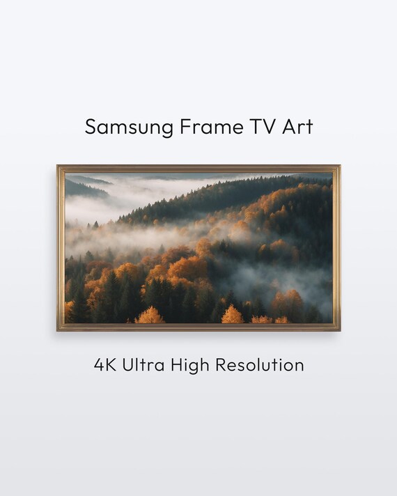 Misty Autumn Mountain Foggy Forest Landscape Frame TV Art Poster