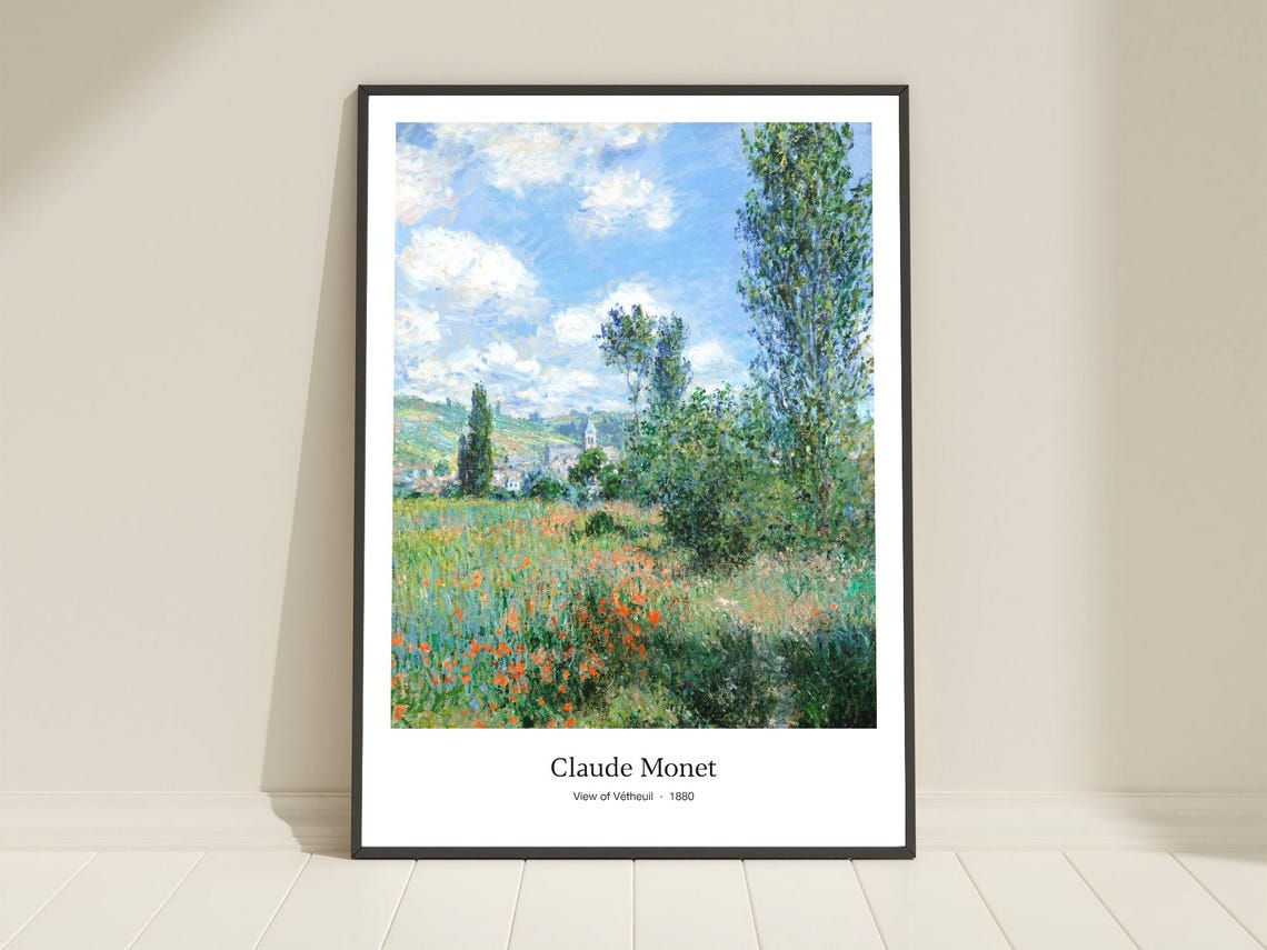 Claude Monet View of Vetheuil 1880 Poppy Field Impressionist Poster