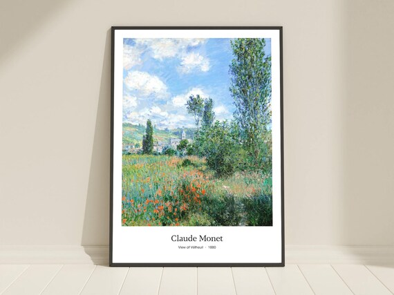 Claude Monet View of Vetheuil 1880 Poppy Field Impressionist Poster
