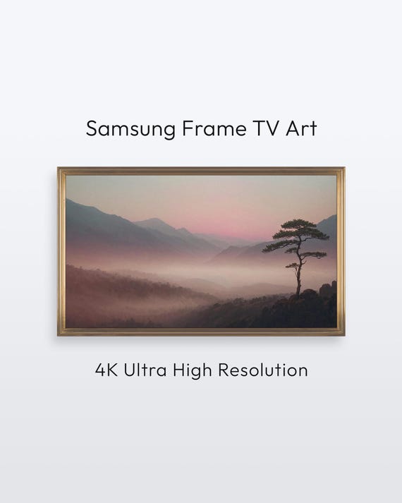 Samsung Frame Tv Art Pine Tree Mist Minimalist Serene Landscape 4k Print