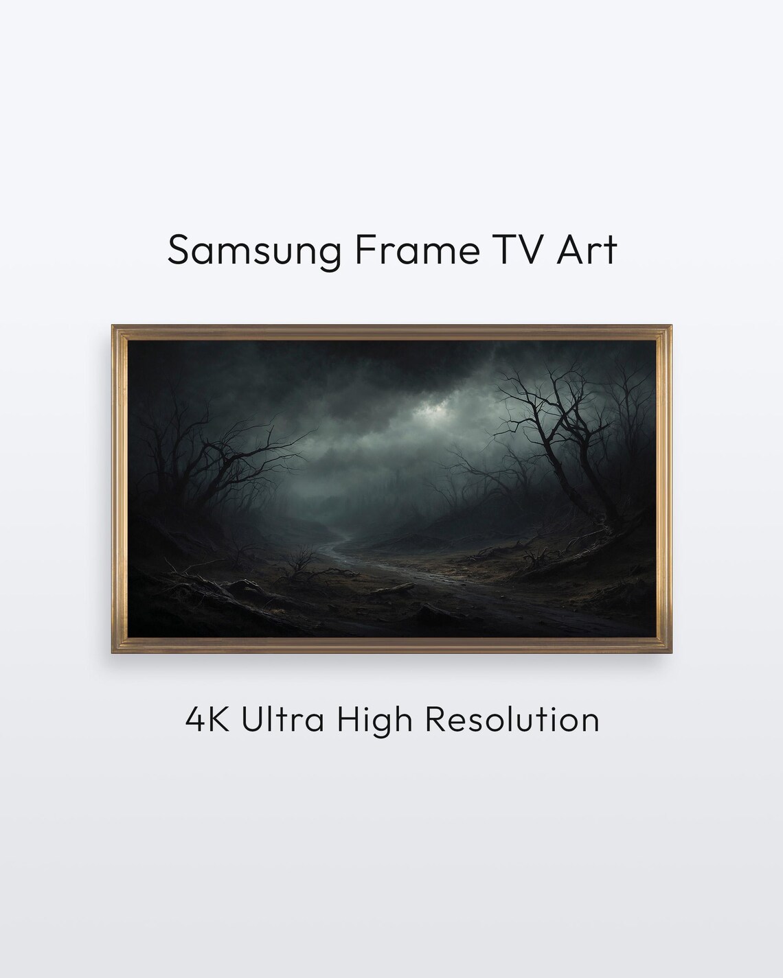 Stormy Dark Forest Night Samsung Frame TV Wall Art | Moody Gothic Woods Art
