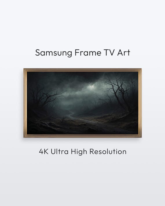 Samsung Frame Tv Art Dark Forest Night Moody Landscape Decor 4k Print
