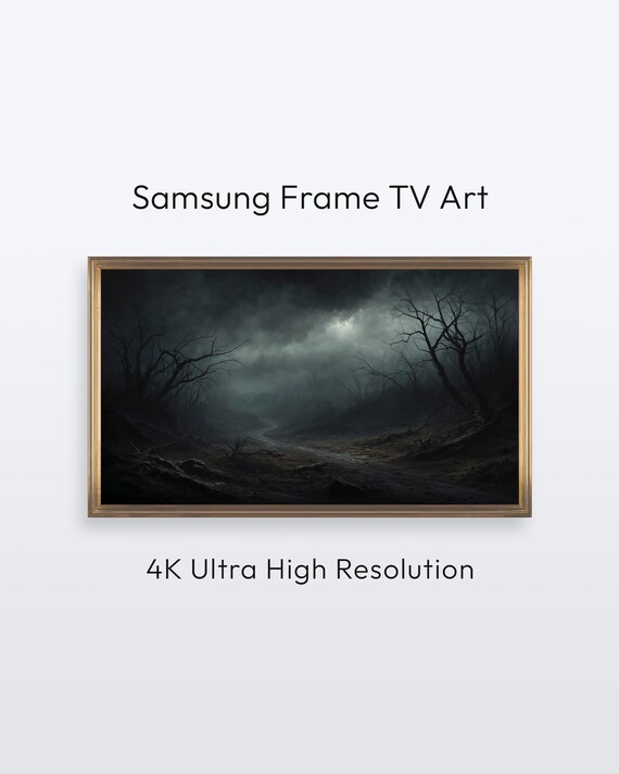 Stormy Dark Forest Night Samsung Frame TV Wall Art | Moody Gothic Woods Art