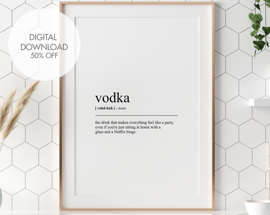 Vodka Funny Definition Drink Dictionary Art Cocktail Bar Wall Poster
