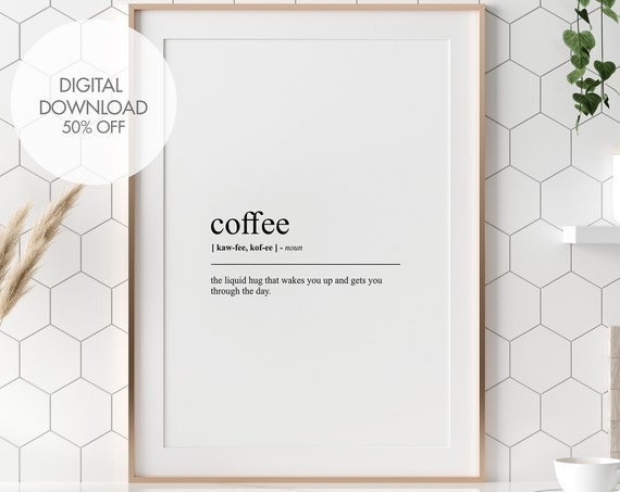 Coffee Definition Print Coffee Dictionary Poster Gift For Coffee Lovers Funny Office Decor Minimalist Wall Art