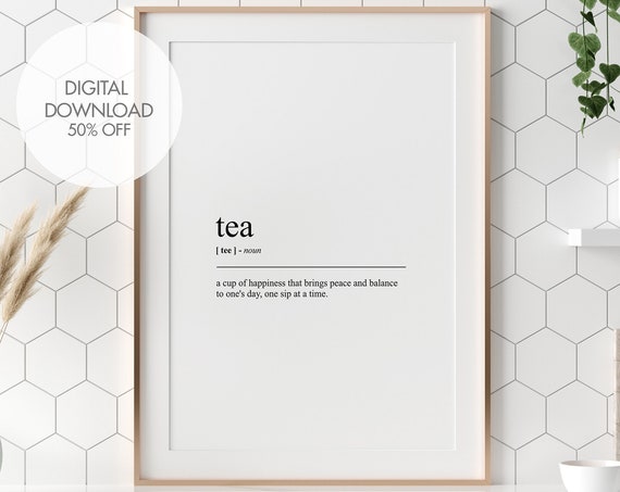 Tea Definition Print Tea Dictionary Art Gift For Tea Lovers Food And Drinks Definition Poster Kitchen Wall Decor