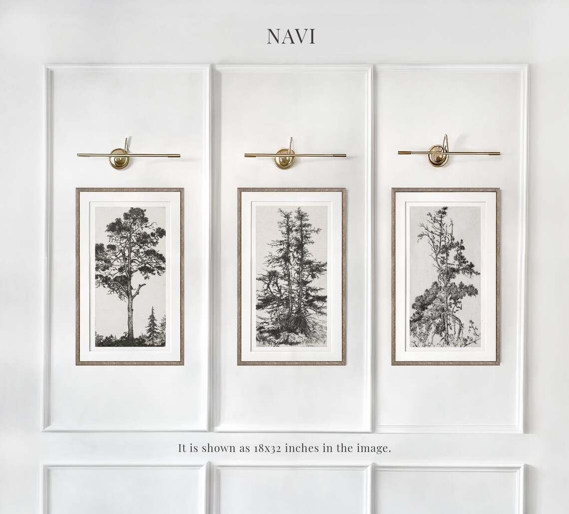 Vintage Tree Sketch Print Set, Botanical Forest Art